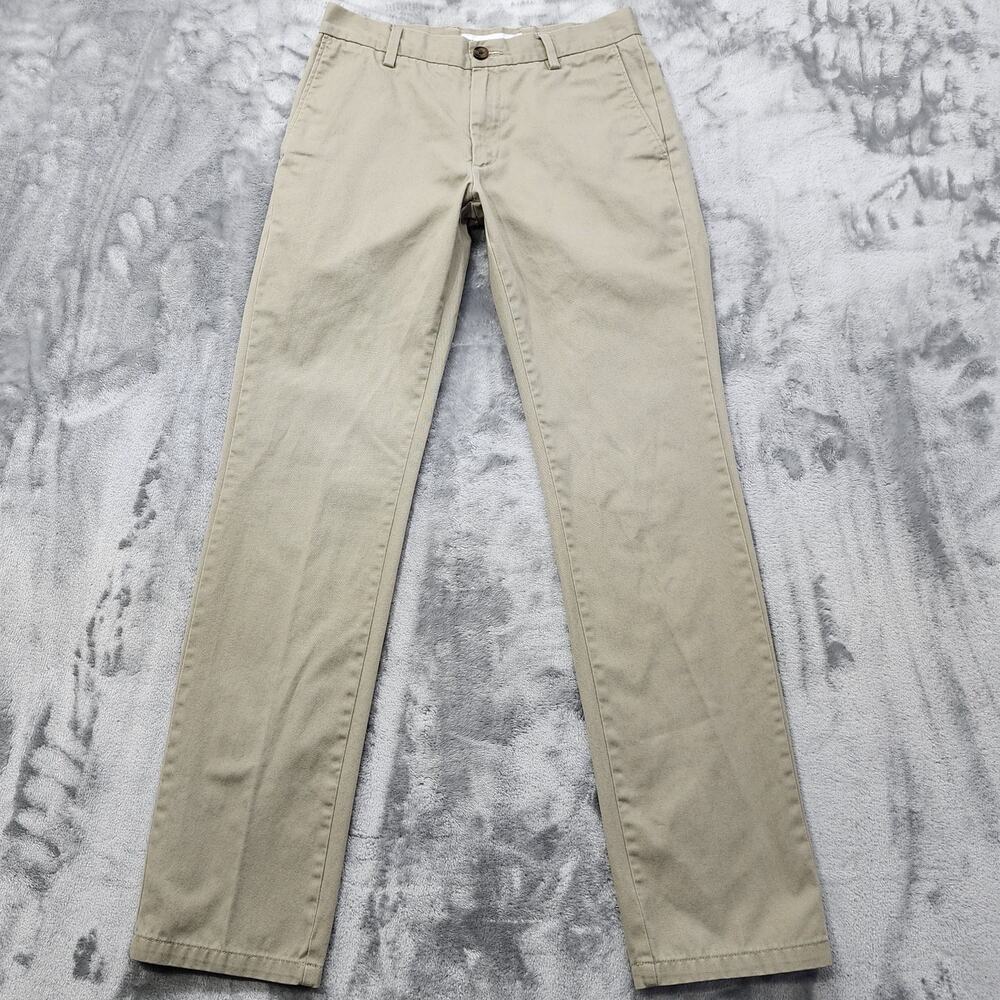 Amazon Essentials Pants Mens 28W‎ 32L Tan Khaki Slim-Fit Flat-Front Chino Preppy